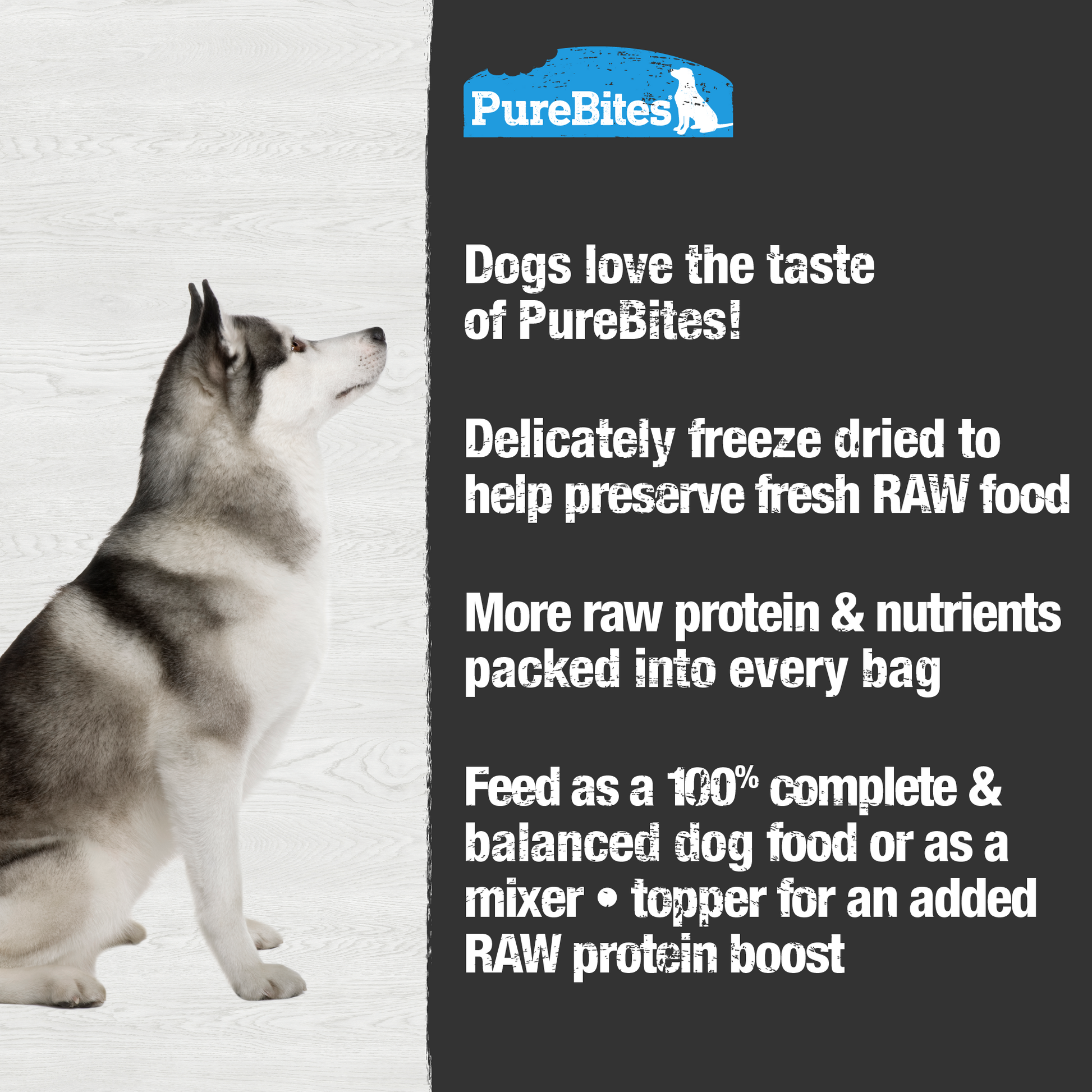 Made fresh & pure means more RAW protein and nutrients packed into every bag. Our lamb recipe food or topper is freeze dried to help preserve the ingredient's RAW taste, and nutrition, and mirror a dog’s ancestral diet