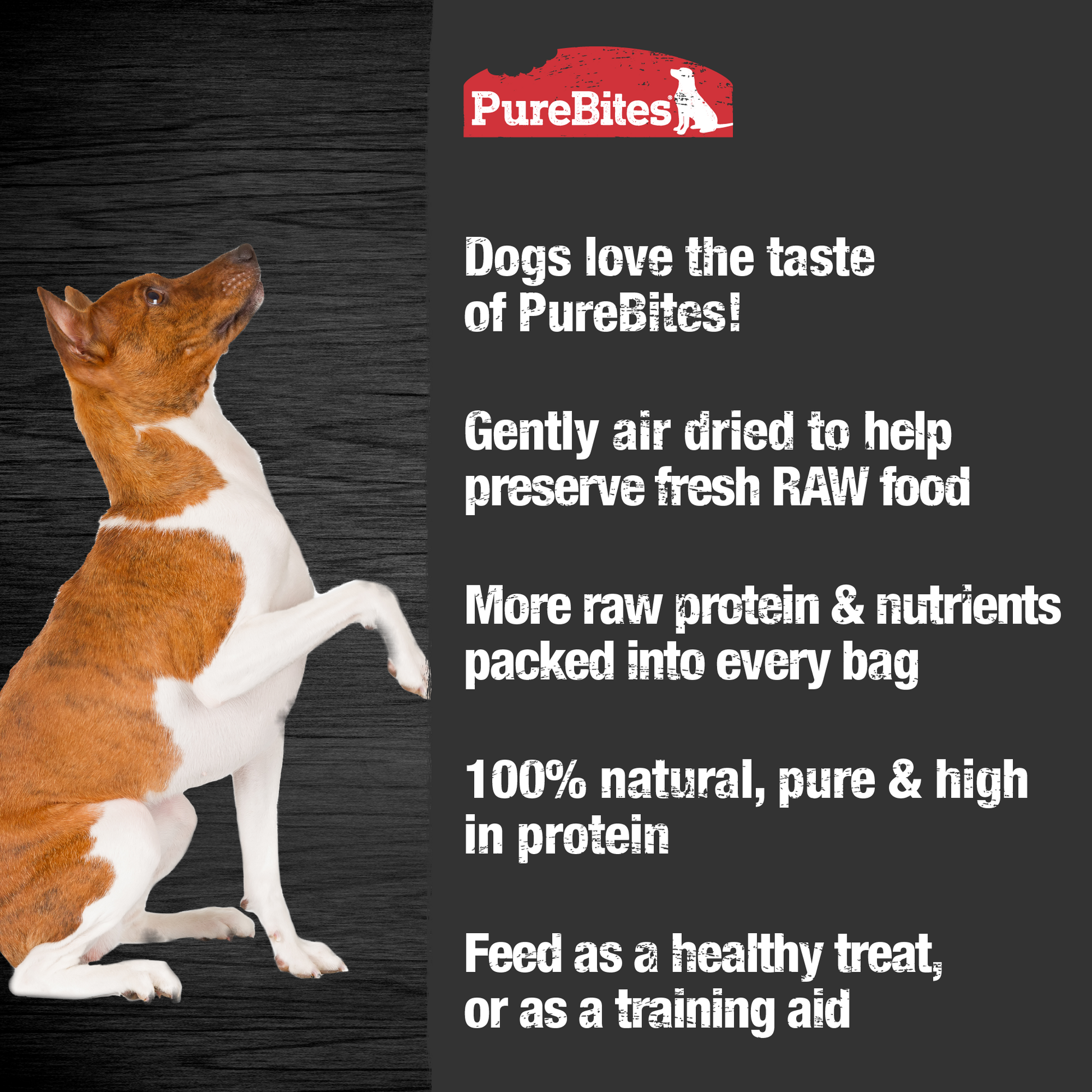 Made fresh & pure means more RAW protein and nutrients packed into every bag. Our chicken jerky is delicately air dried to help preserve its RAW taste, and nutrition, and mirror a dog’s ancestral diet.