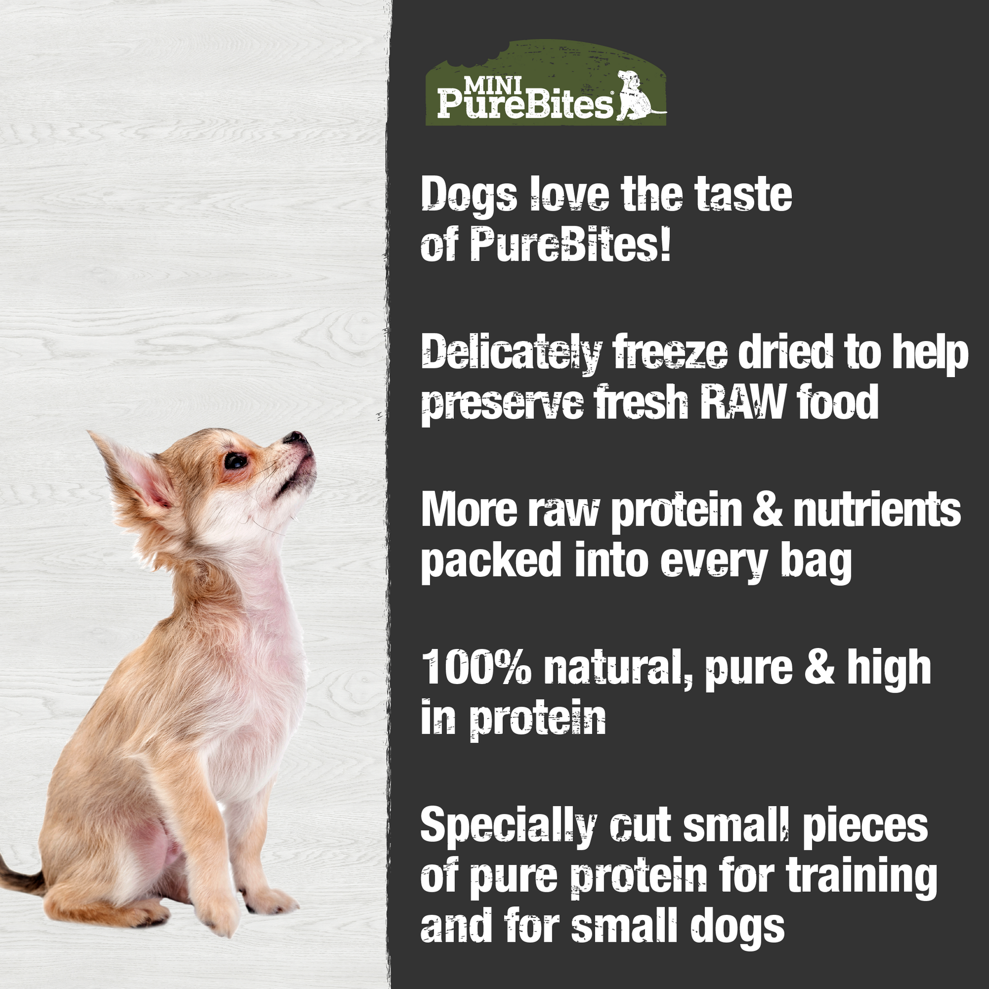 Made fresh & pure means more RAW protein and nutrients packed into every bag. Our beef liver is freeze dried to help preserve its RAW taste, and nutrition, and mirror a dog’s ancestral diet