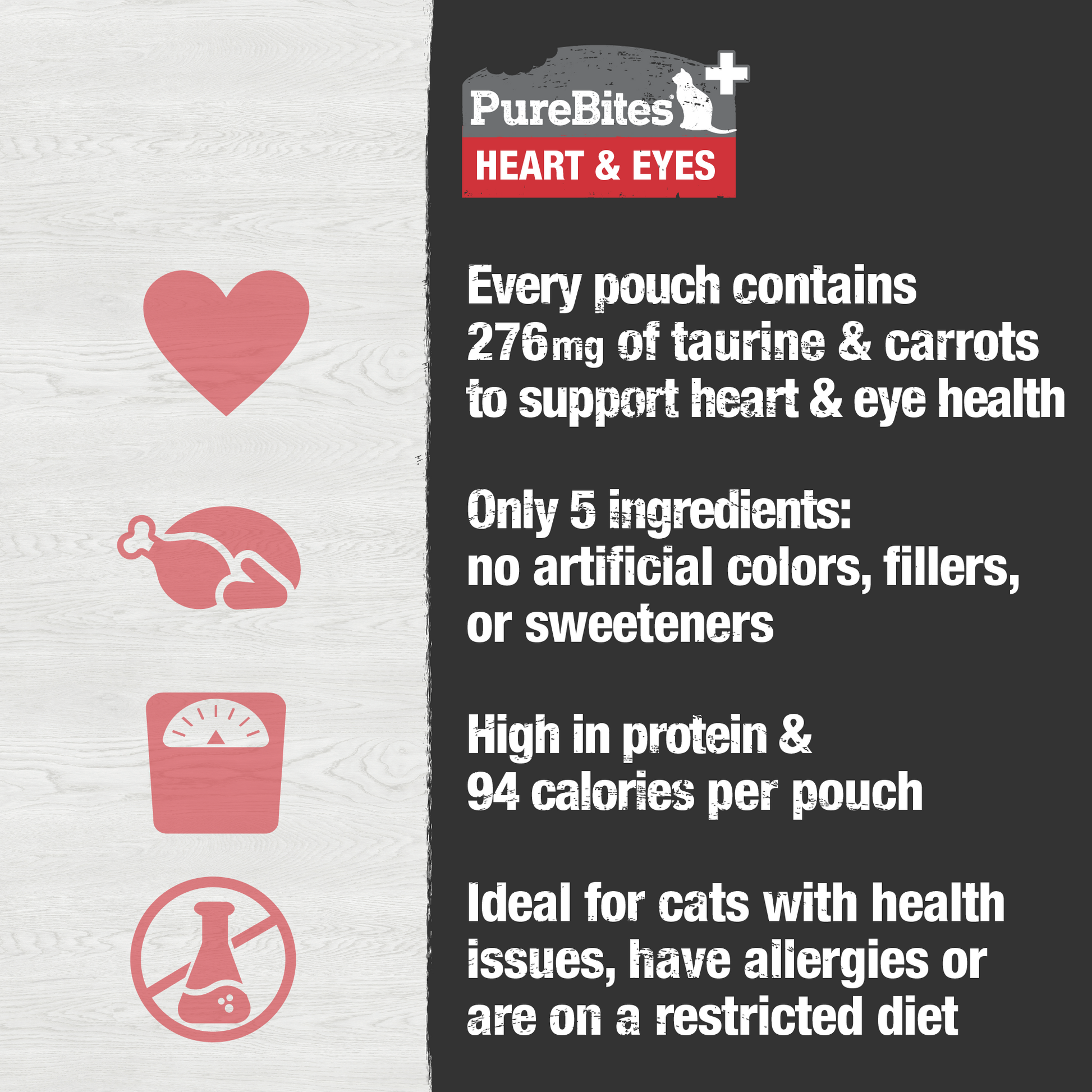 Made in a creamy texture cats love! High in protein and 94 calories per pouch with no artificial colours, fillers, or sweeteners