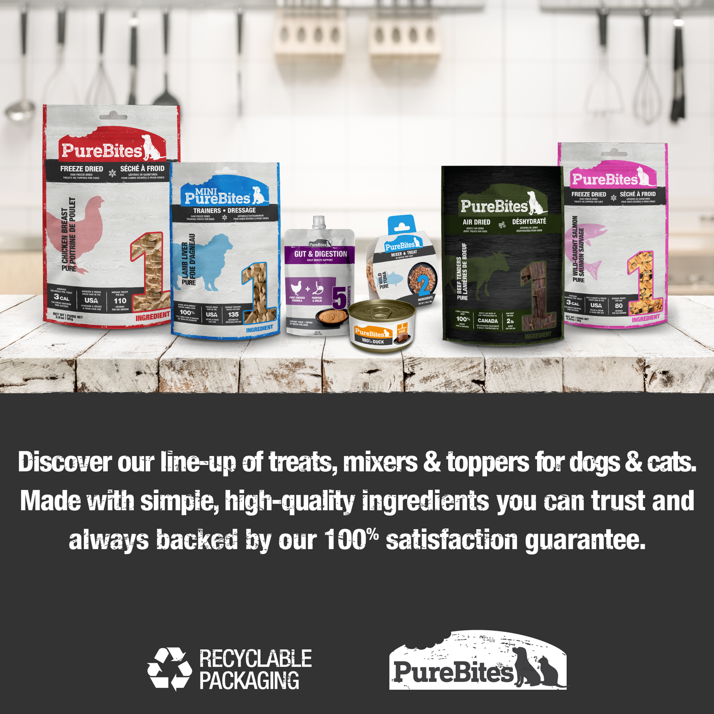 Image of the full lineup of PureBites products