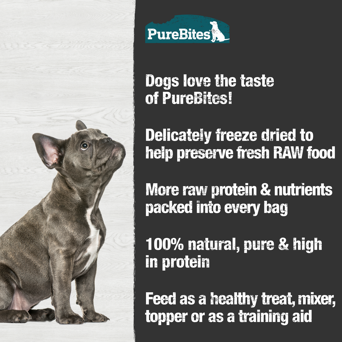 Made fresh & pure means more RAW protein and nutrients packed into every bag. Our beef & cheese is freeze dried to help preserve its RAW taste, and nutrition, and mirror a dog’s ancestral diet